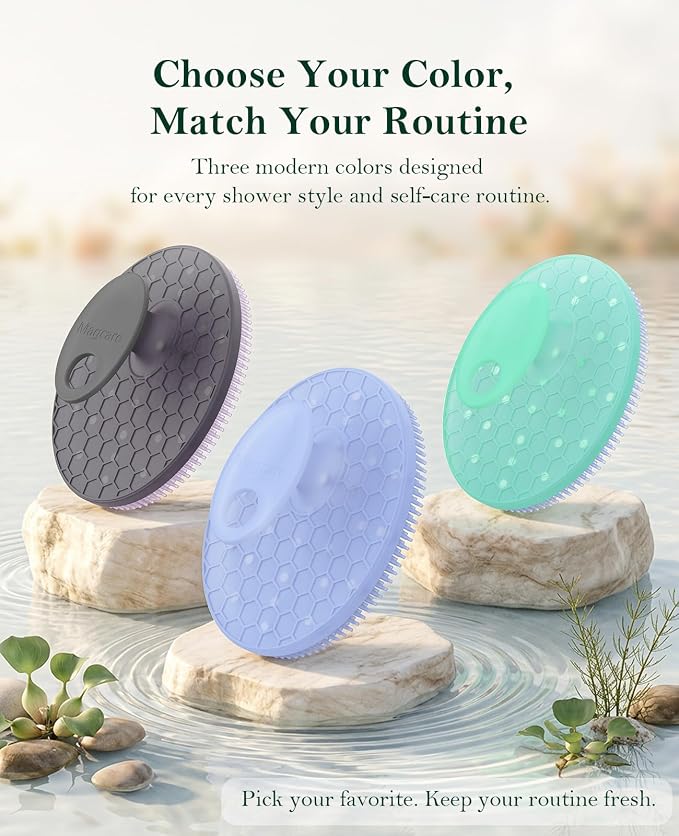 Magnetic Silicone Body Scrubber, Massaging Body Exfoliator, Black | with Deep Relaxing Nodes for Skin Vitality & Muscle Relief, Hygienic & Ergonomic Shower Brush for Men & Women