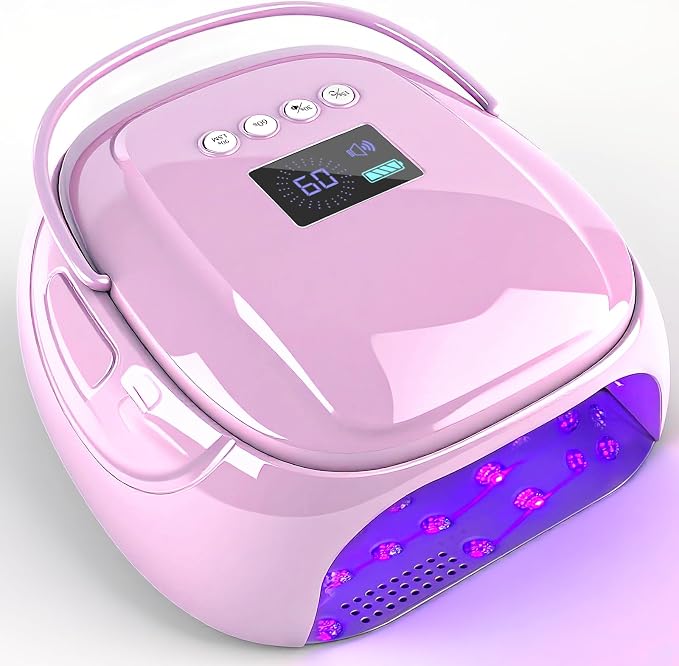 126W Rechargeable UV LED Nail Lamp, Portable Cordless Nail Dryer with Auto Sensor and 4 Timer Settings, Professional Curing Lamp for Gel Polish and Salon (Purple)