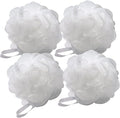 Mesh Pouf Bath Sponge (4 Pack) (White)