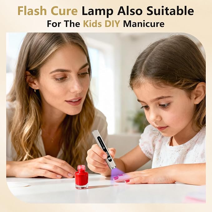 Flash Cure Nail Lamp, 3 in 1 UV Nail Lamp Handheld UV Light for Gel Nails | Cat Eye Magnet | Cordless | 3W | Type-C | 400mAh | Mini Size | Easy to Carry | Silver