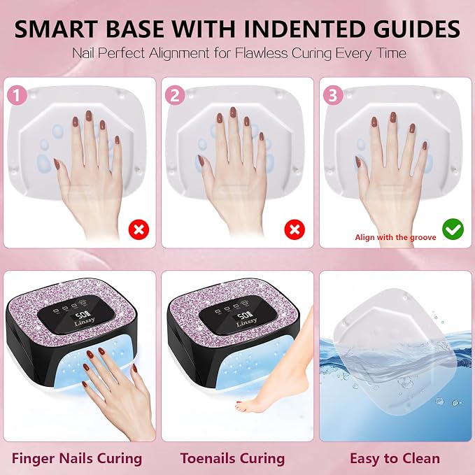 Linssy Rechargeable UV LED Nail Lamp,Portable Cordless Nail Gel Lamp | Gel Nail Dryer Light 4 Timings & Diamond LCD Screen with Auto Sensor, UV Light for Gel Nails at Home Salon (White)