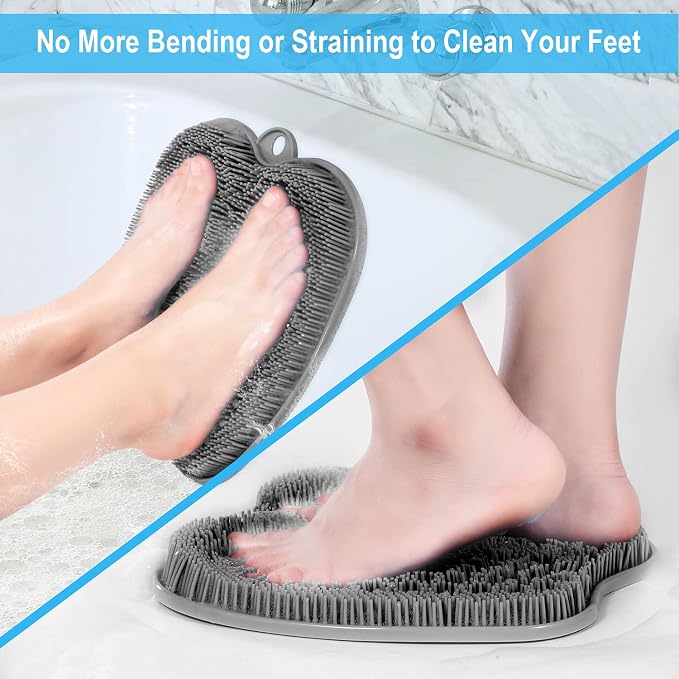 BESKAR XL Larger Shower Foot Scrubber Mat with Non-Slip Suction Cups | Cleans, Smooths, Exfoliates, Massages Your Feet Without Bending, Improve Foot Circulation, Soothes Tired Feet