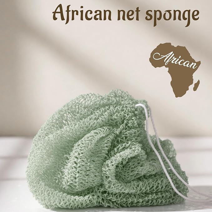 Yiclick African Net Sponge Authentic with Knots - Exfoliating Washcloth Towel, Back Scrubber for Shower Bath, Exfoliating Body Scrubber Exfoliator, African Rags Wash Cloth Loofah Lufa Sponge