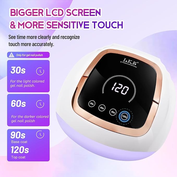 Wisdompark 268W UV LED Nail Lamp, Nail Dryer for Gel Polish, 4 Timers Curing Lamp Professional Nail Light, 66Pcs Uv Beads and Automatic Sensor (Black)