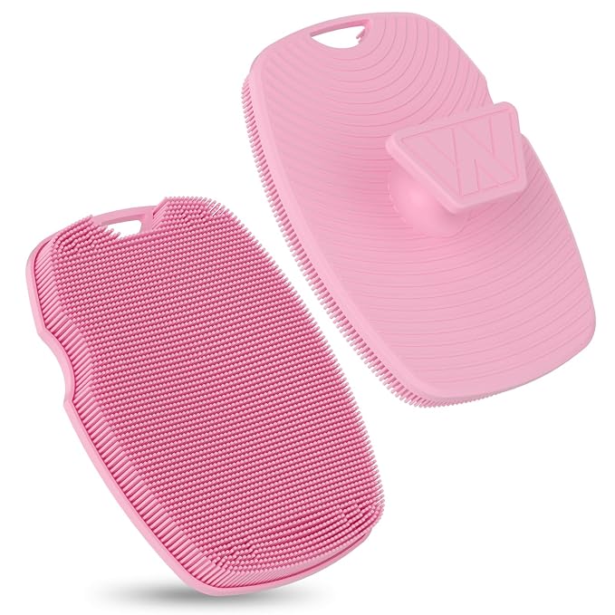 Canroom Silicone Bdoy Scrubber -Anti Zinc Infused-Exfoliating Shower Brush | Highly Elastic Bristles Exfoliator Silicone Shower Scrubber for Body,Cellulite Reduction,Blood Circulation-Pink