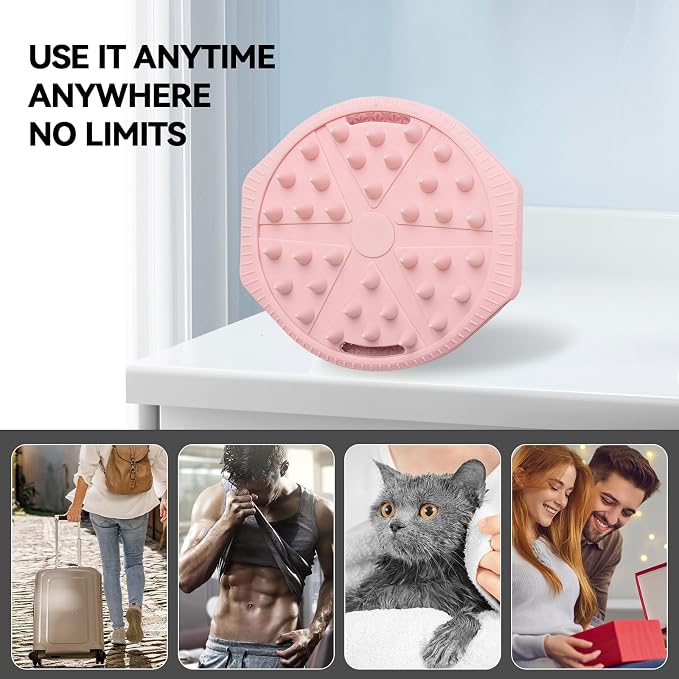 OTHIX Dual-Sided Silicone Body Scrubber -Silicone Loofah 2 in 1 Body Scrubber Exfoliator ＆ Scalp Massager for Shower, All Skin Type, Lather Well, Easy to Clean, 1pc (Pink)