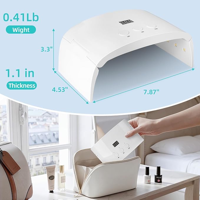 UV LED Nail Lamp, Portable Foldable Nail Dryer, Fast Curing Light for Gel Nail Polish