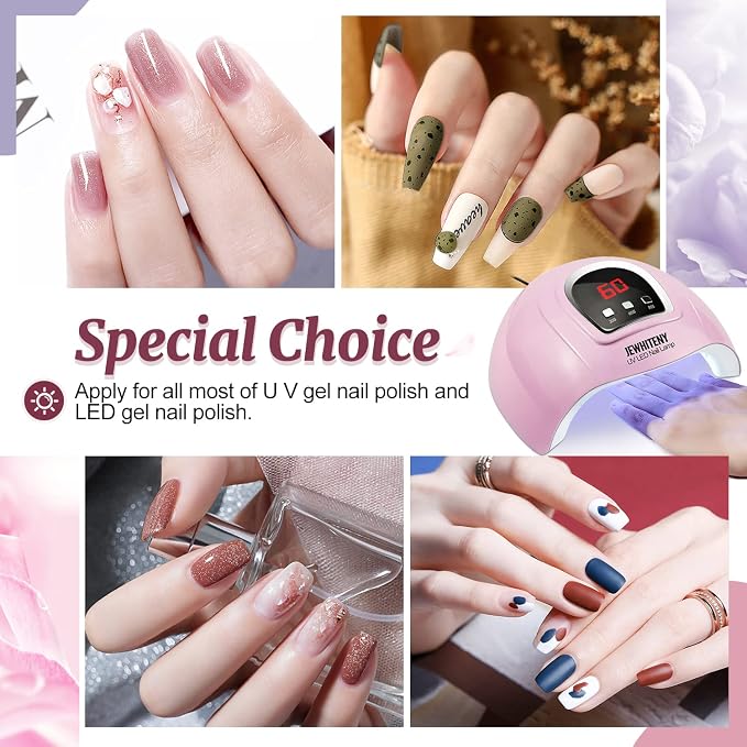 UV LED Nail Lamp 54W, Professional Nail Dryer Gel Polish Light, UV Light with 3 Timer Setting, Curing Gel LED Dryer, Art Tools with Automatic Sensor, LCD Display