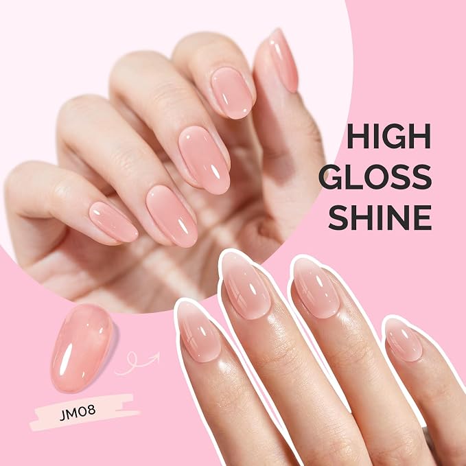 MelodySusie Jeweliver Nude Gel Nail Polish, 0.5Fl.oz Milky Gel Polish Pastel Color Soak Off UV LED Light Cure Gift for Women Manicure Nail Art DIY at Home JM08