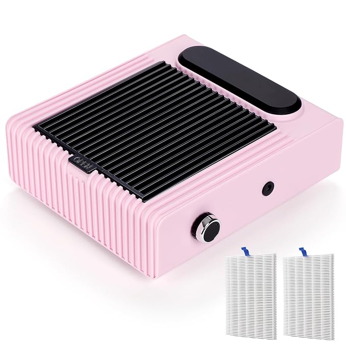 Biutee Nail Dust Collector for Nail Tech, 80W Nail Vacuum Dust Collector with 2 Reusable Filters | Adjustable Speed, 80W Suction, Low Noise, Efficient Heat Dissipation, for Acrylic Gel Nail Polishing, Acrylic Nails Removal