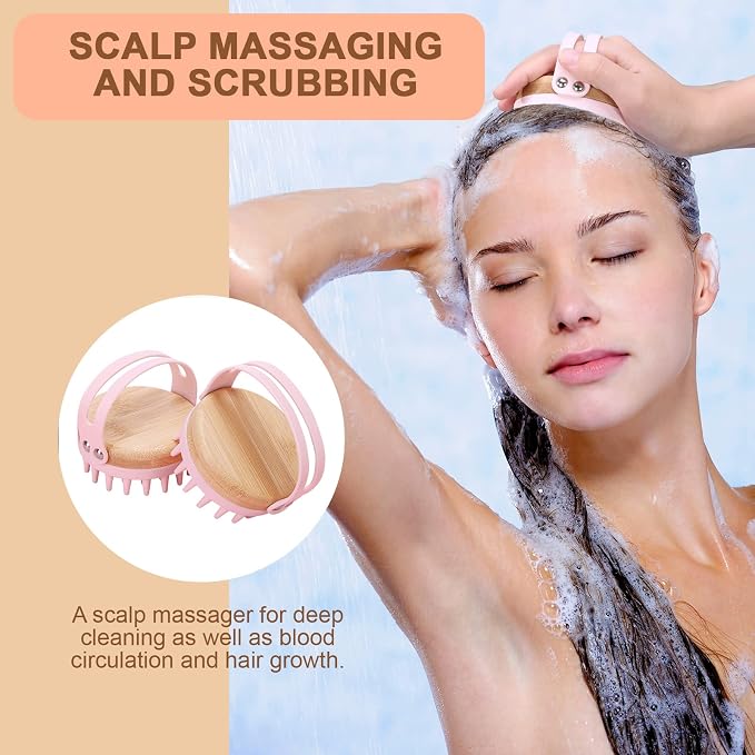 KUBBA- Bath Silicon Scrubber Kit Including Scalp, Body, Back, and Face Massager/Scrubber- Gentle Skin Exfoliating- Extra Hygienic, Easy to Clean, Long Lasting (Pink)