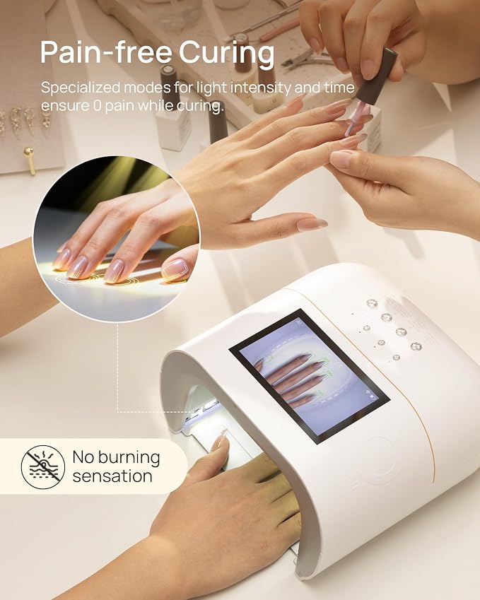 AI UV LED Nail Lamp for Gel Nails - O NAIL Smart Precision Scan Reduces UV Exposure, 109 LED Nail Dryer with HD Display, 2X Fast Curing Light for Professional Salon & Home (Battery Not Included)