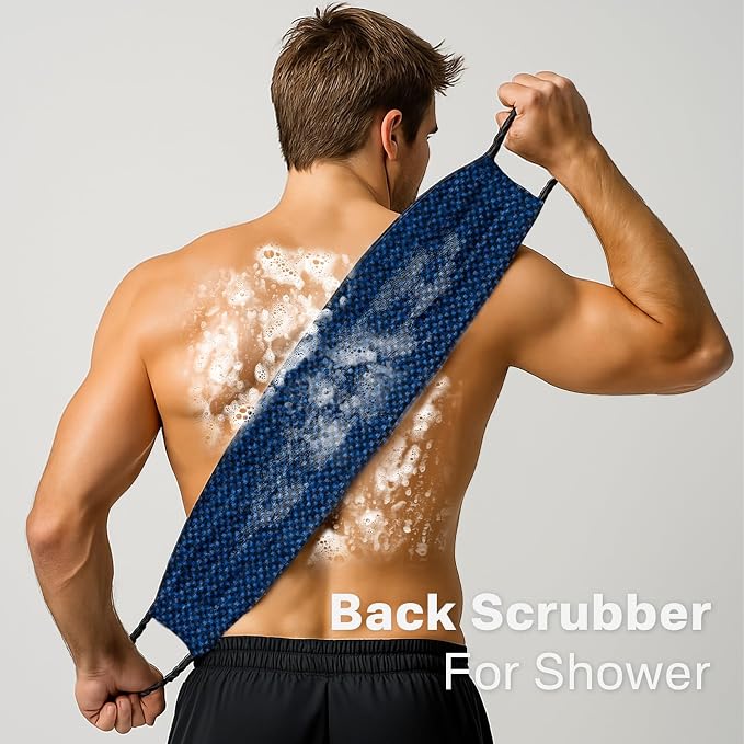 Yiclick Dual-Textured Exfoliating Washcloth Towel - Back Scrubber for Use in Shower Bath, Exfoliating Body Scrubber Exfoliator, Japanese Exfoliate Loofah Lufa Sponge Wash Cloth for Women Men