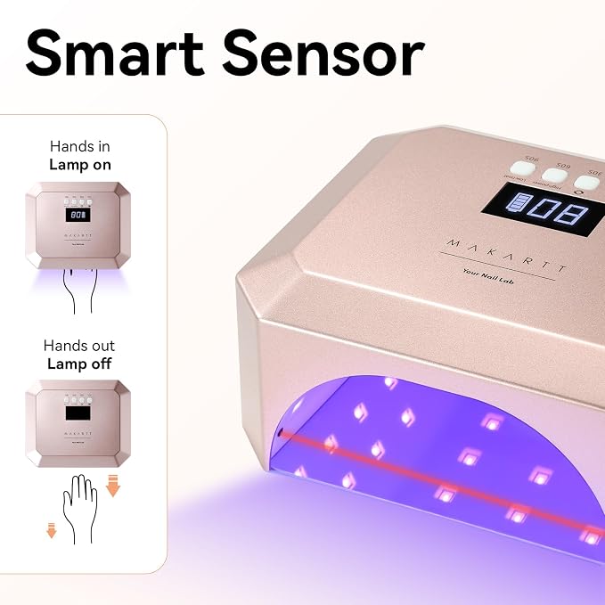 Makartt Professional UV LED Nail Lamp for Gel Nails, Salon Home DIY Use | Rechargeable 30W Nail Light with 39 LEDs Large Space 2600mAh Battery 4 Timers Auto Sensor Fast Curing for Salon, Rose Pink