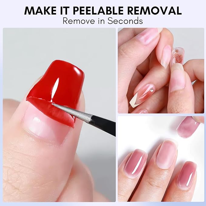 Makartt Peel Off Gel Base Coat 15ml, Easy Removal for Practice | Clear, No Soaking or Filing, Damage-Free for Weak & Thin Nails, UV/LED Lamp Needed, Beginner-Friendly Peelable Base