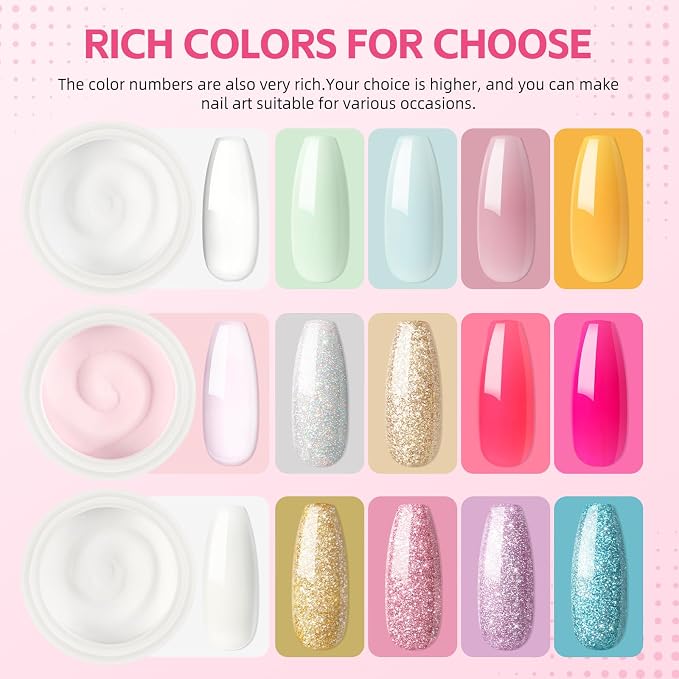 COSCELIA Acrylic Nail Kit for Beginners with Everything Professional Nails Kit Acrylic Set with Drill and U V Light Glitter Powder Decorations Rhinstones DIY Gifts for Women