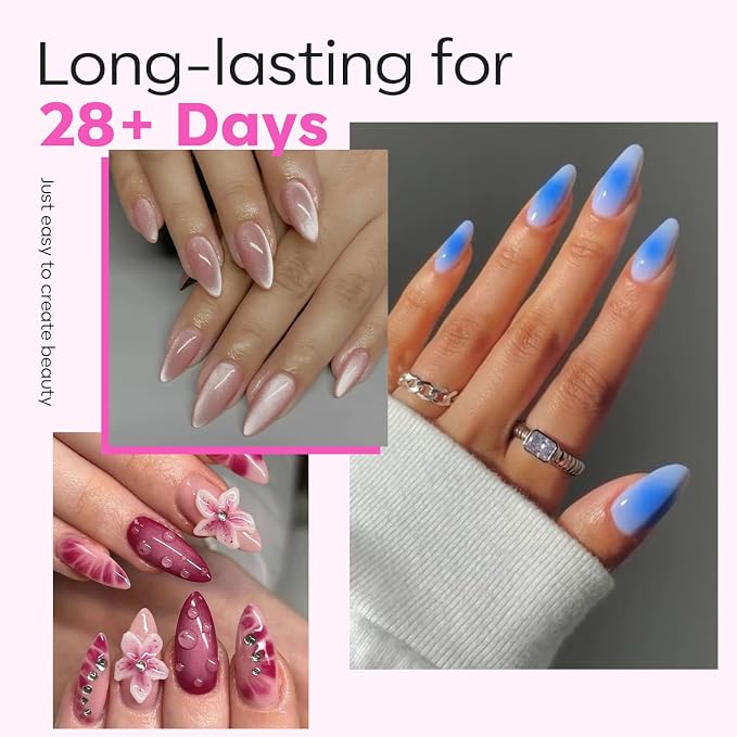 Modelones Pointed Almond Nail Tips Medium Pre-shaped Soft Gel Fake Nails | Acrylic Clear Full Cover Press on Extension Kit Gel Manicure DIY at Home 216PCS 12Sizes