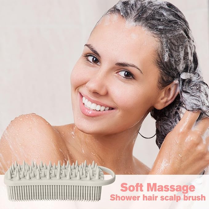 2PCS Silicone Body Scrubber, Loofah for Women, Shower Cleaner Scrub Brush | Gentle Exfoliating Shower Bath Brush, Rubber Body Wash Deep Cleaning & Exfoliator & Massage, Travel-Friendly for Bathroom