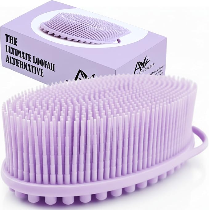 Avilana Premium Silicone Body Scrubber - Trusted Since 2017 - SGS Certified Food Grade Dual Sided Bath Brush, Quick-Dry Exfoliating Loofah Alternative, Massage Brush Sensitive Skin Women Men