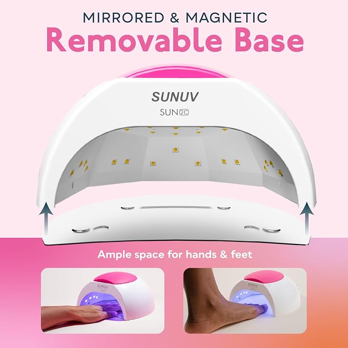 SUNUV UV Light for Gel Nail, Professional UV LED Nail Lamp SUN2C Rose | 4 Timer Settings, 33 LEDs, Fast Curing Lamp, Auto Sensor, Removable Base, Compatible with All Gel Polish, Home & Salon Use