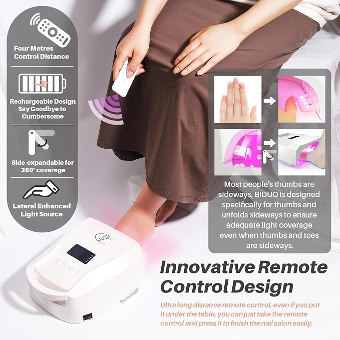 96W Cordless Nail Lamp, Pearl White Nail Dryer with Remote Control,Auto Sensor,Reflective Magnetic Bottom,Cooling Fan & 4 Timer,Rechargeable Professional LED UV Light for Nails Gel Polish