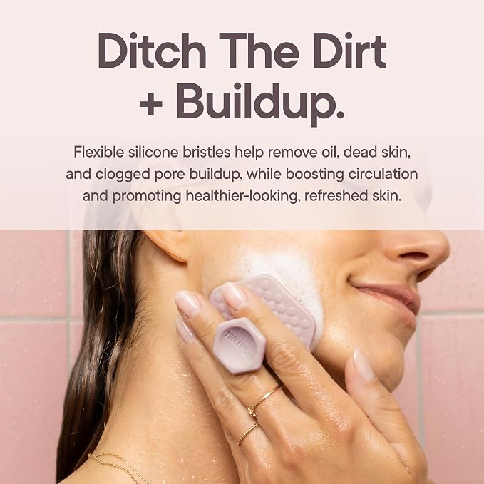 TOOLETRIES Silicone Face Scrubber, Facial Cleansing Brush - Blossom | Gentle facial exfoliator for deep pore cleansing, dead skin removal and a soft, refreshing massage.