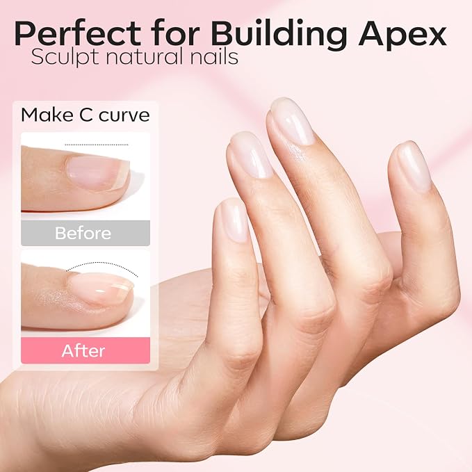 modelones Base Coat Builder Nail Gel, 2 Pcs Cover Nude and Rose Pink Gel | Builder for Thickening Apex Building 8-in-One Rubber Color Base Polish Extension LED Lamp Cured 10 ml DIY Home Salon