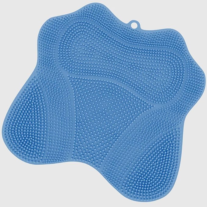 Shower Foot Scrubber Mat with Wall Mount Suction Cups, Foot and Back Scrubber for Use in Shower for Improve Skin Exfoliation (Blue)