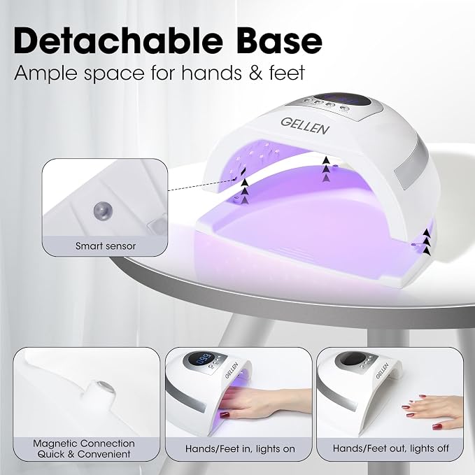 Gellen UV Lamp for Finger Toe Nails, Nail Light Curing for Gel Nail Polish | 268W, 4 Timers, 66 LED Beads, All-Round Coverage, Professional Fast Drying Nail Dryer for Gel Polish, White