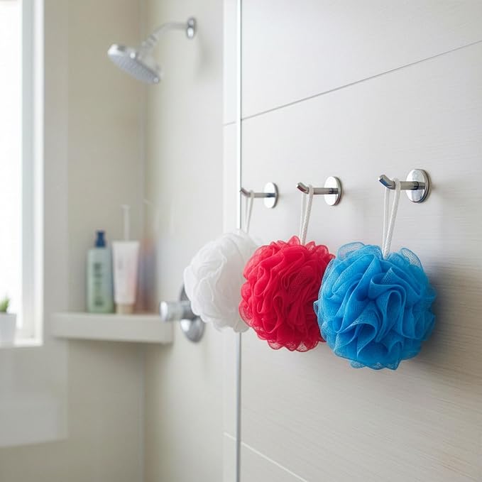DecorRack 3 Loofah Sponges, Exfoliating Mesh Body Scrubber (3 Pack)