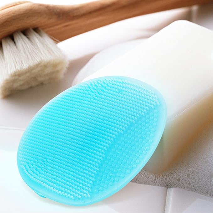 INNERNEED Food-Grade Soft Silicone Body Scrubber Shower Brush with Facial Cleansing Brush Handheld Mat Scrubber