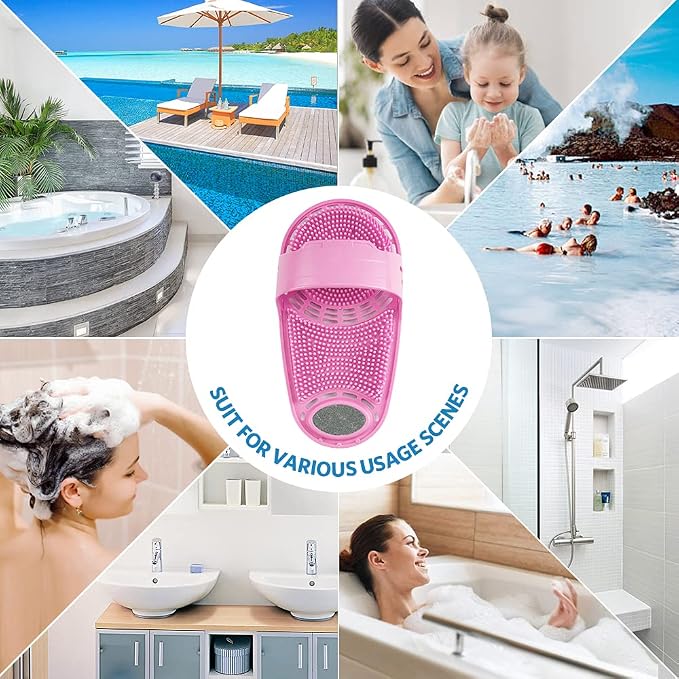 Silicone Shower Foot Scrubber Personal Foot Massage and Cleaning, Non-Slip Foot Scrubber for Men and Women (1PCS Pink)