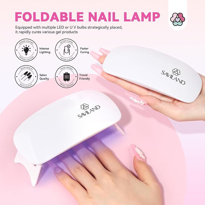 SAVILAND Acrylic Nail Kit with Everything: Professional Nails Kit Set for Beginner Acrylic Powder & Liquid Gel Polish Kit U V Light Full Nail Supplies Essential Tools DIY Home Salon Christmas Gift