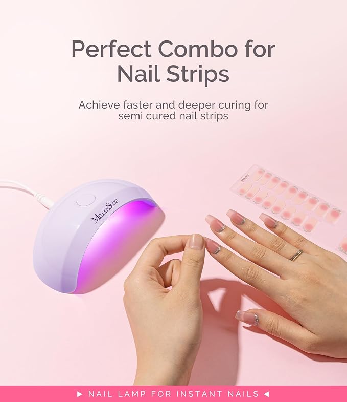MelodySusie Pocket-Sized UV/LED Nail Lamp P-Art04 for Semi-Cured Strips | 6W Corded, 45s/60s Timer, One-Button Control, 4 UV/LED Beads, Base Coat, Top Coat, Beginners, DIY Users