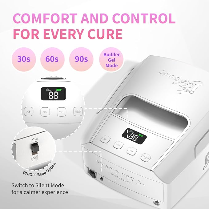 iGel Beauty Hybrid PRO 3.0 XL UV/LED Nail Lamp – Wireless Rechargeable 48W Nail Dryer, Extra Wide Full-Hand Curing, 9000mAh Battery, Smart Timer & Builder Gel Mode, Cordless Professional Lamp
