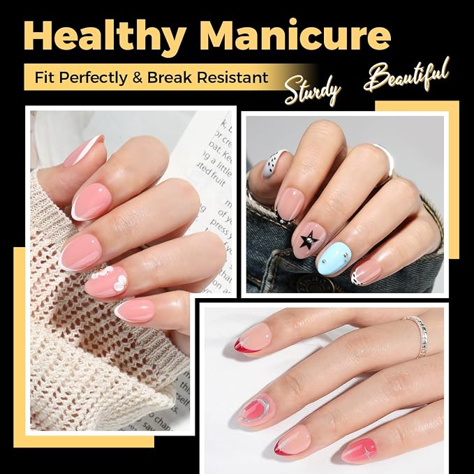 UNA GELLA Extra Short Almond Nail Tips, 504 Pcs XS Almond Gel Nail Tips | Pre-buffed Inside 12 Sizes Full Cover Press On Nails Clear Soft Gel Fake Nails for Extension Manicure Home DIY Salon