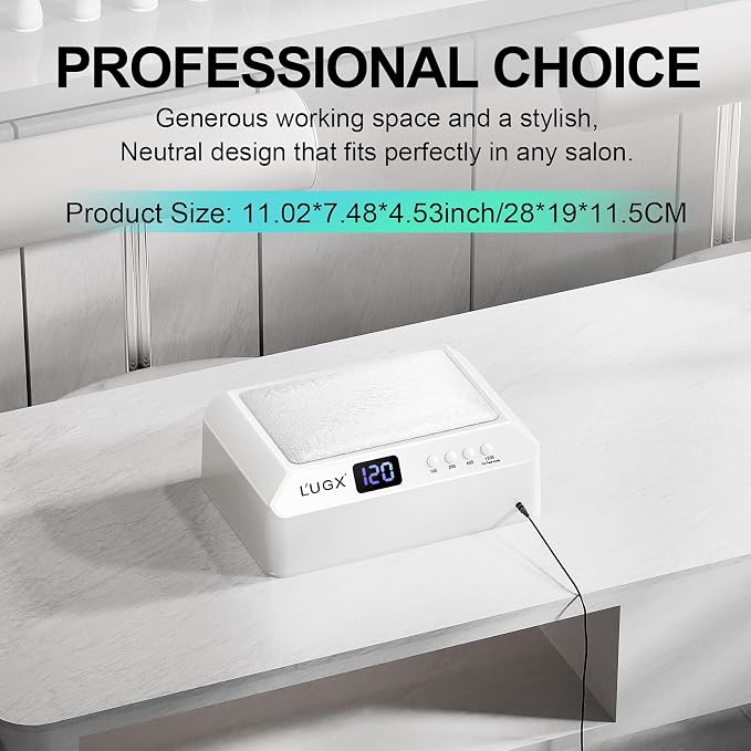 L'UGX Professional Nail Curing Lamp for Gel Polish Dryer 72W LED UV Nail Lights with Arm Rest Pillow & Retractable Tray,Perfect for Manicure & Pedicure at Salon & Home - Plug-in Nail Lamp