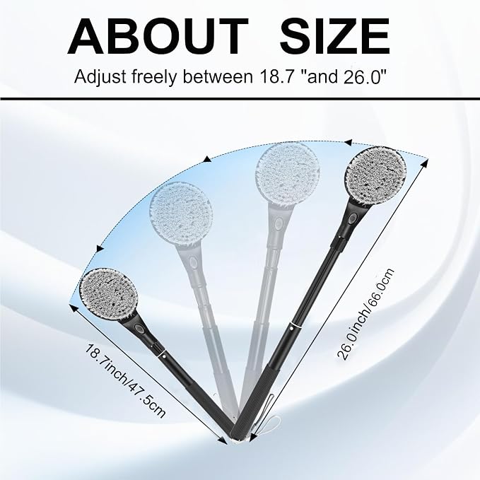 Gobiteli Back Scrubber for Shower,26" Long Handle Shower Brush for Body Exfoliator and Deep Clean,Back Brush for Shower for Men,Women and Elderly
