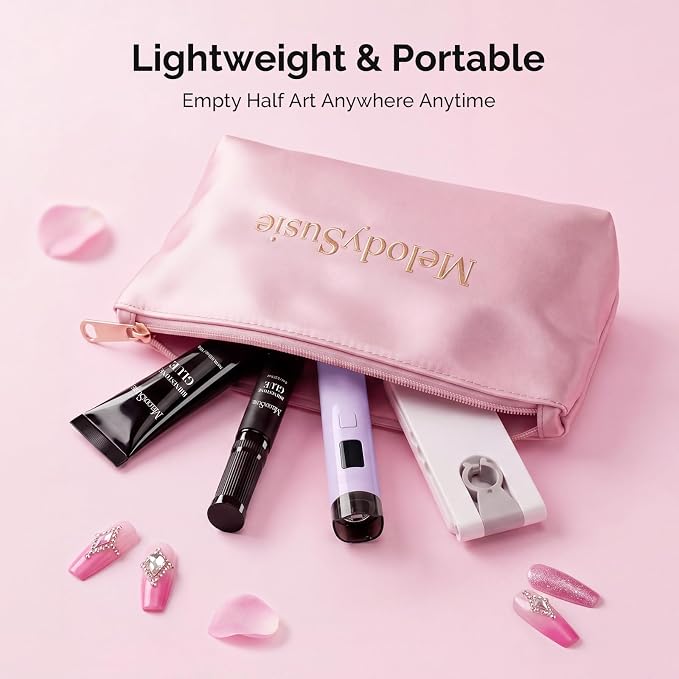 MelodySusie Purple Handheld UV Light with Stand and Rhinestone Glue Kit | Cordless Spot Cure All Soft Gels 20s/60s Timer 450mAh Battery, Super Strong Gel Nail Glue Nail Art Design