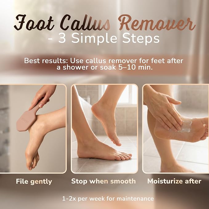 SILKLE Nano Glass Foot File - Foot Callus Remover for Feet & Foot Scrubber | Silicone Grip for Non-Slip Control - Foot Scrubber for Dead Skin, Heel Scraper for Cracked Heels & Foot Exfoliator - Brown
