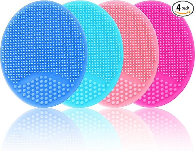 Silicone Facial Cleansing Brush - 4 Pack Face Scrubber & Exfoliator for Deep Cleaning, Soft Brush, Blackhead & Acne Pore Care