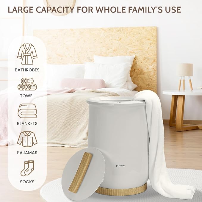 Towel Warmers for Bathroom, Bucket-Style Towel Warmer with Auto Shut Off and 60min Keep Warm Feature, Large Towel Warmer for Oversize Towels Bathrobes Blankets(Grey)