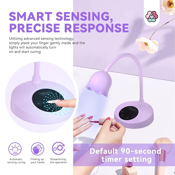 SAVILAND 30W UV Nail Lamp: Gel Lamp for Nail Polish Intellisense Flash Cure Lamp Cordless UV Light for Gel Nail Rechargeable LED Flash Cure Light Quick Drying for Nail Salon Home DIY Manicure
