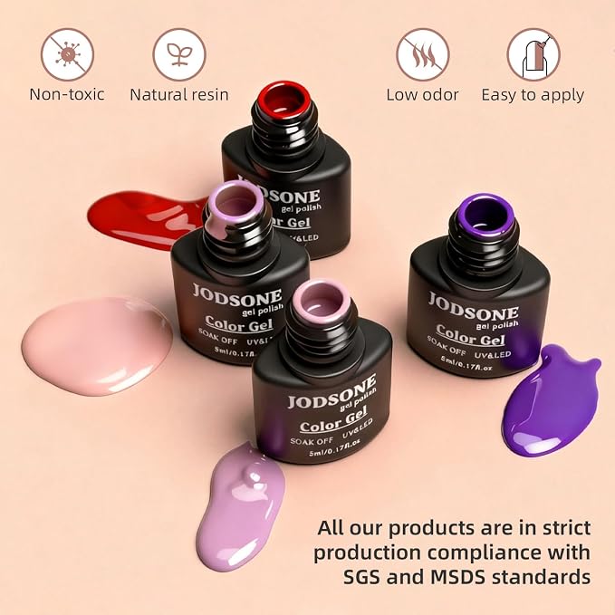 JODSONE 60 PCS Gel Nail Polish Starter Kit with U V Light 55 Colors Gel Polish Base Top Coat for Women and Girls