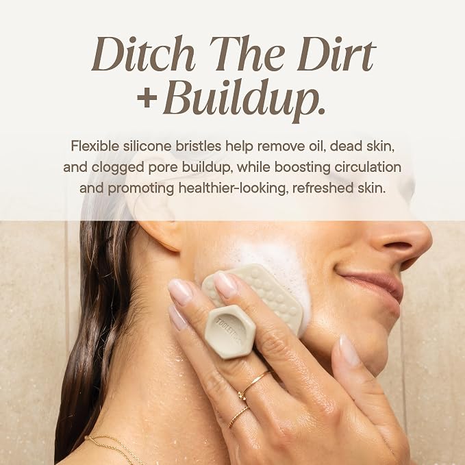 TOOLETRIES Silicone Face Scrubber, Facial Cleansing Brush - Sand | Gentle facial exfoliator for deep pore cleansing, dead skin removal and a soft, refreshing massage.