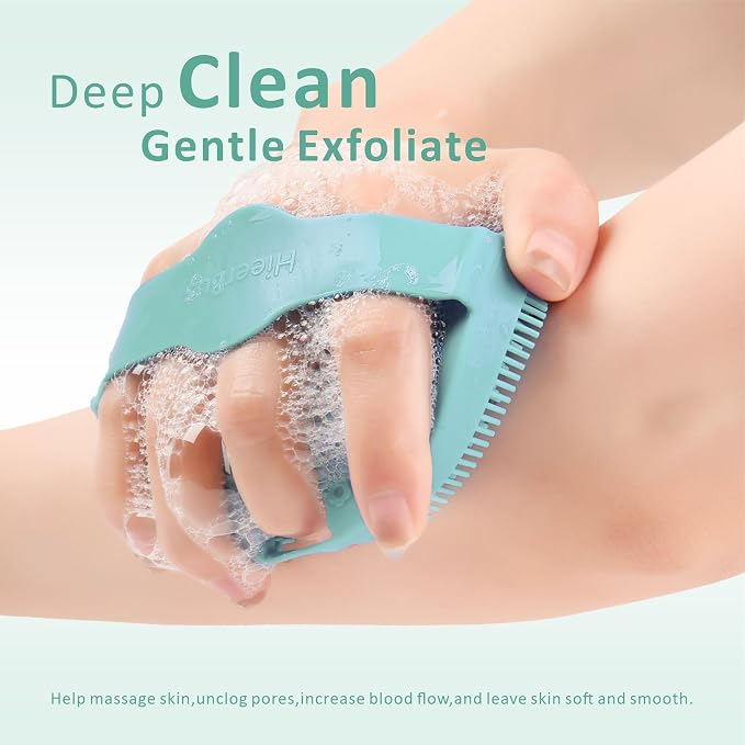 Silicone Body Scrubber Shower Brush,Super Exfoliating Body Brush with Non-Slip Strap-Effective Showering Exfoliation and Gentle Massage for Men Wome,Durable Use Brush (Dark Green)