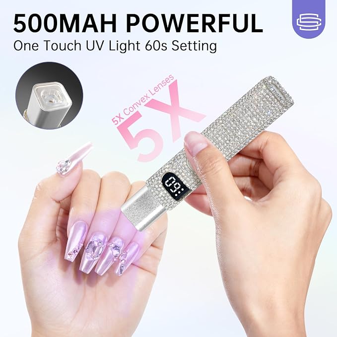 Handheld Cordless UV Nail Lamp with LCD Display | Mini UV LED Light for Gel Nails, Portable Flash Cure Lamp, Rechargeable USB Nail Dryer Fast Curing Salon & Home DIY