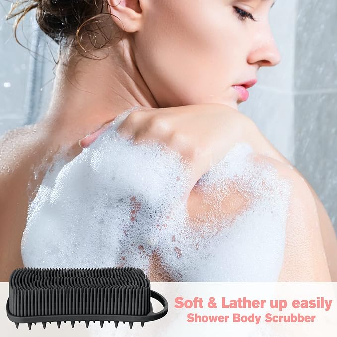 Silicone Body Scrubber, Loofah for Women, Shower Cleaner Scrub Body Brush | Gentle Exfoliating Shower Bath Brush, Rubber Body Wash Deep Cleaning & Exfoliator & Massage, Travel-Friendly for Bathroom
