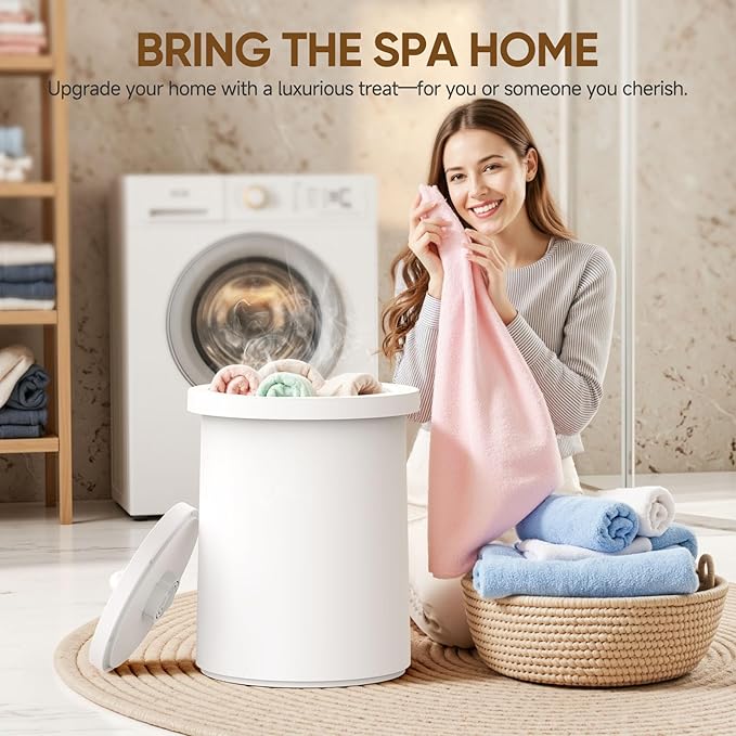 Large Towel Warmer Bucket for Bathroom with One-Touch Start, Fast & Even Heating, Auto Shut-Off Timer, Fits Up to Two 40"X70" Oversized Towels, Bathrobes, Blankets, Heartwarming Gifts for Mothers