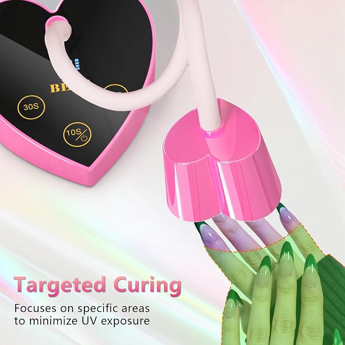 BETE Mini UV Nail Lamp Flash Cure Gel Nail Polish, 360° Foldable Gooseneck UV LED Nail Lamp with Smart Sensor, USB Portable Cordless 30W Rechargeable Nail Dryer with 3 Timers for Salon Home DIY